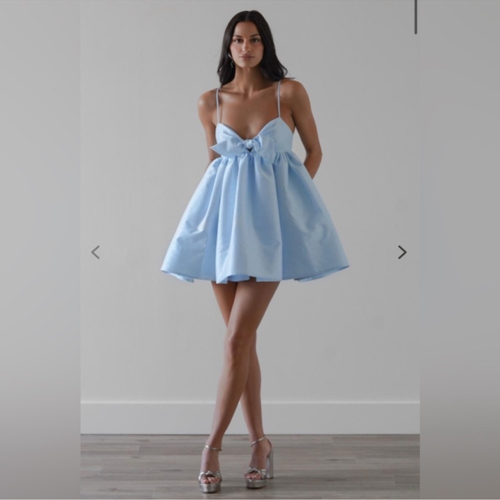 Watters Sky Blue Dress with Elegant Bow